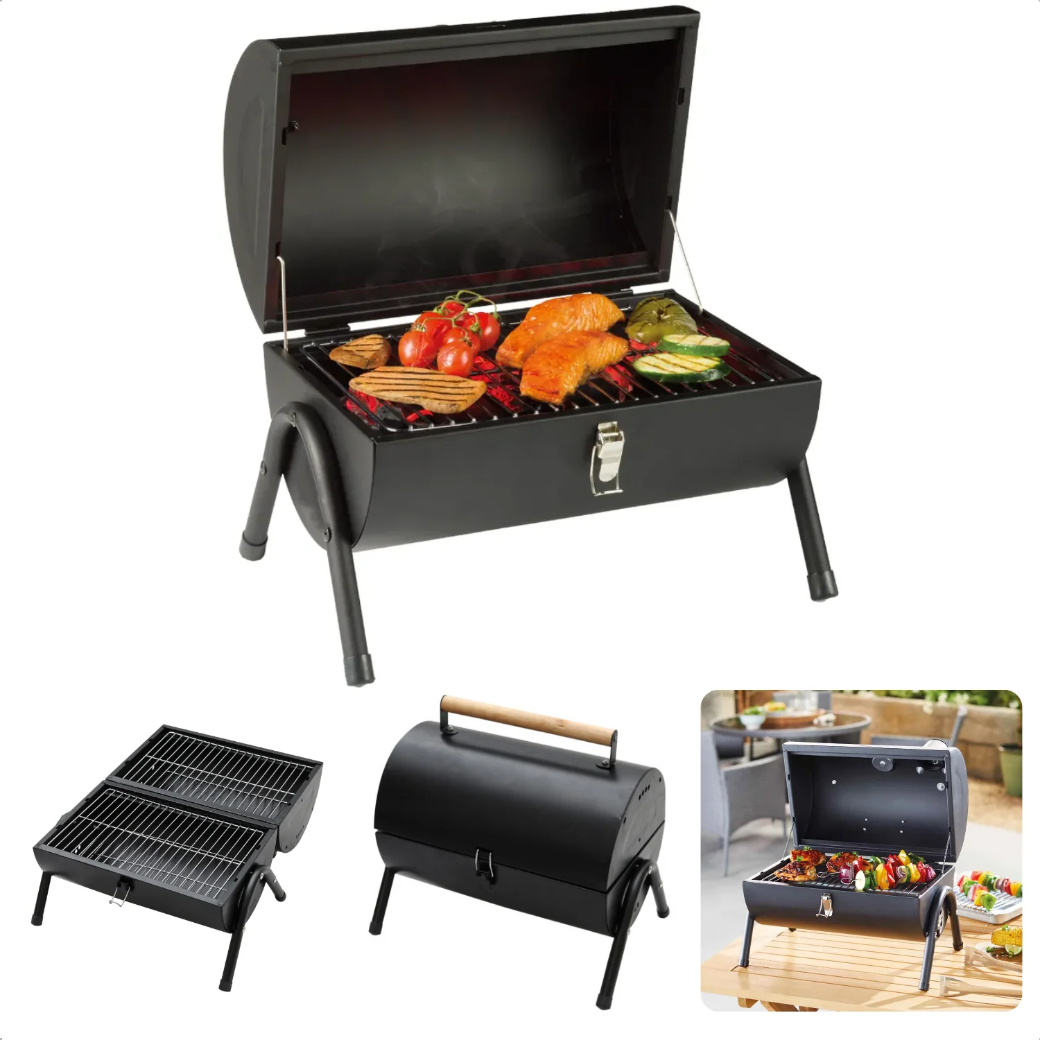Portable Charcoal Grill | Double-Sided Outdoor Grill for Camping, Christmas, and Celebrations - Image 1