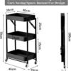 3-Tier Foldable Storage Cart with Wheels - Practical and Organized - Thumbnail Image 5