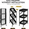 3-Tier Foldable Storage Cart with Wheels - Practical and Organized - Thumbnail Image 4