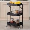 3-Tier Foldable Storage Cart with Wheels - Practical and Organized - Thumbnail Image 2