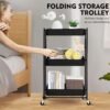 3-Tier Foldable Storage Cart with Wheels - Practical and Organized - Thumbnail Image 3