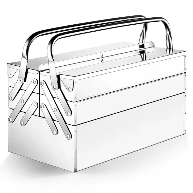 Tool Box Stainless Steel Large 3-layer Folding Household Multi - Image 1