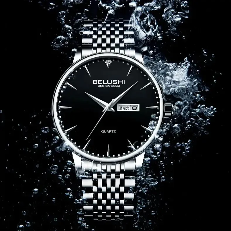 BELUSHI Men's Business Watch Stainless Steel, Quartz, Waterproof, Perfect Gift - Image 1