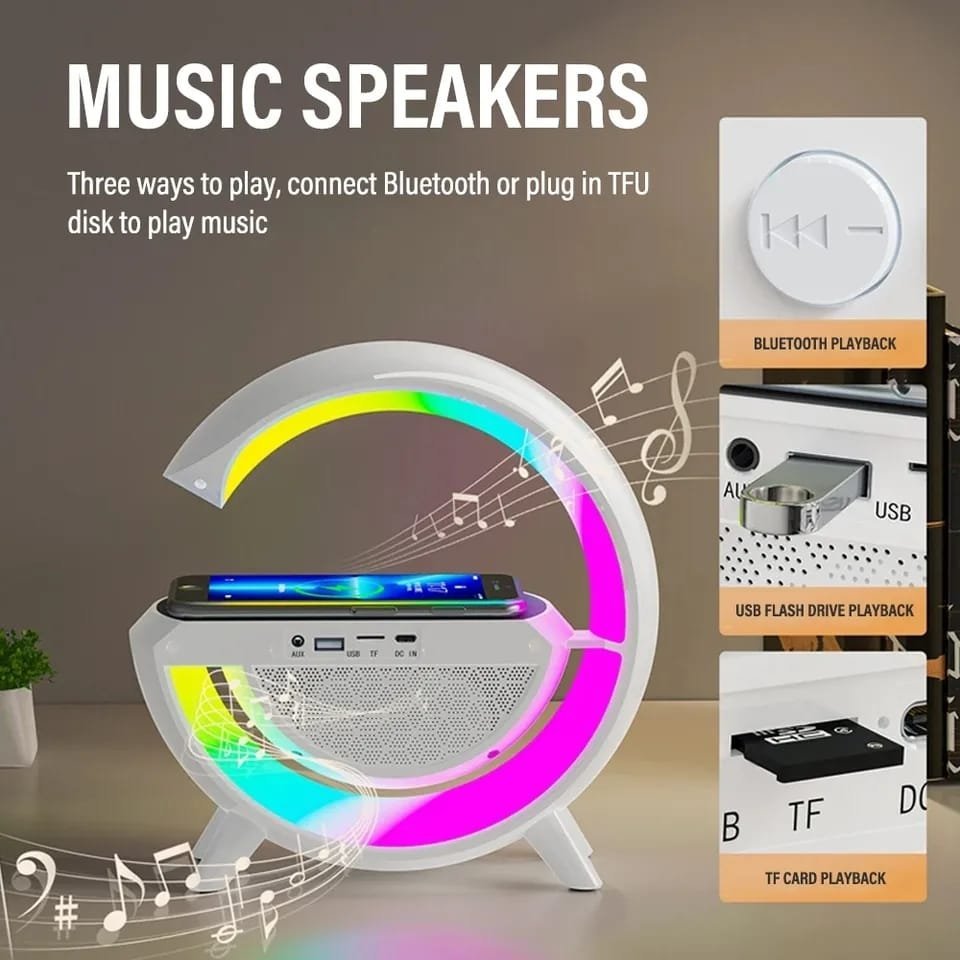 G Shaped Bluetooth Speaker with Wireless Charging - Image 1