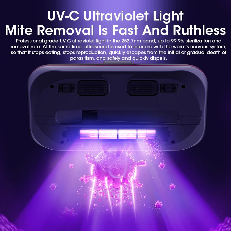 Wireless Mattress Vacuum Cleaner Cordless Handheld UV-C Bed Dust Remover Indepth Cleaning Sofa Specialist 12Kpa Powerful Suction - Image 7