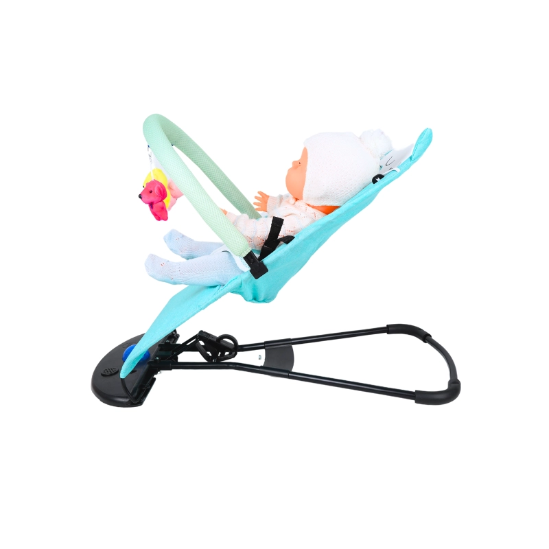 Foldable Height Adjustable Rocking Crib Cradle Modern Metal for Newborn [ONE COLOR BLUE] - Image 2